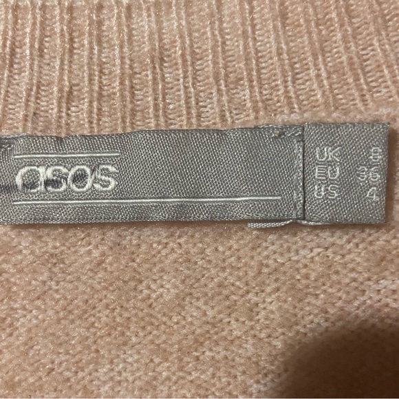 ASOS Light Pink Blush Long Sleeve Sweater Dress With Pockets US Size 4 / UK 8 - Picture 2 of 7